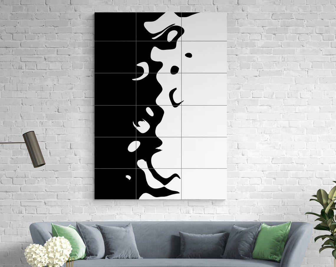 Black White Abstract Flow Organic Bold Minimal Modern Art Poster