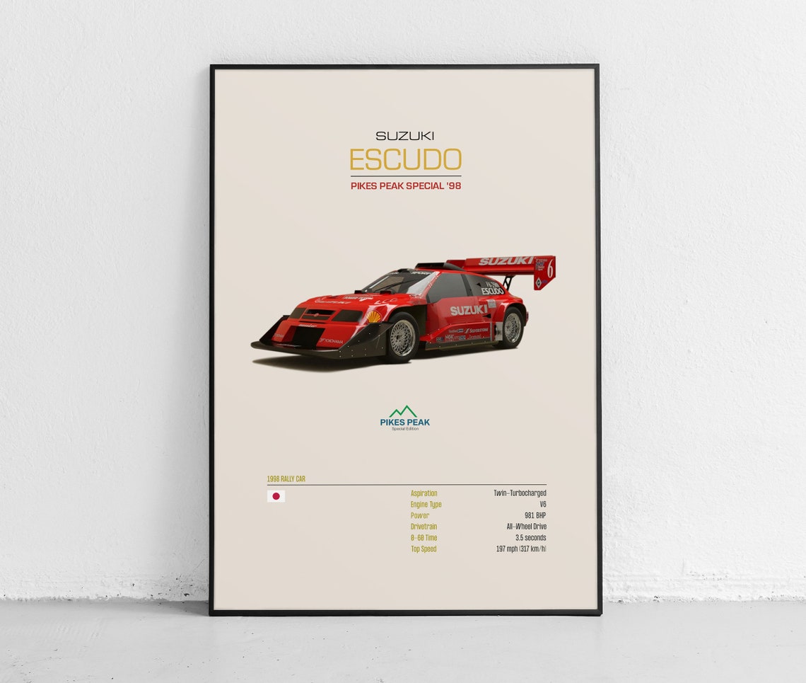 Suzuki Escudo Pikes Peak Special 1998 Hill Climb Car Spec Poster