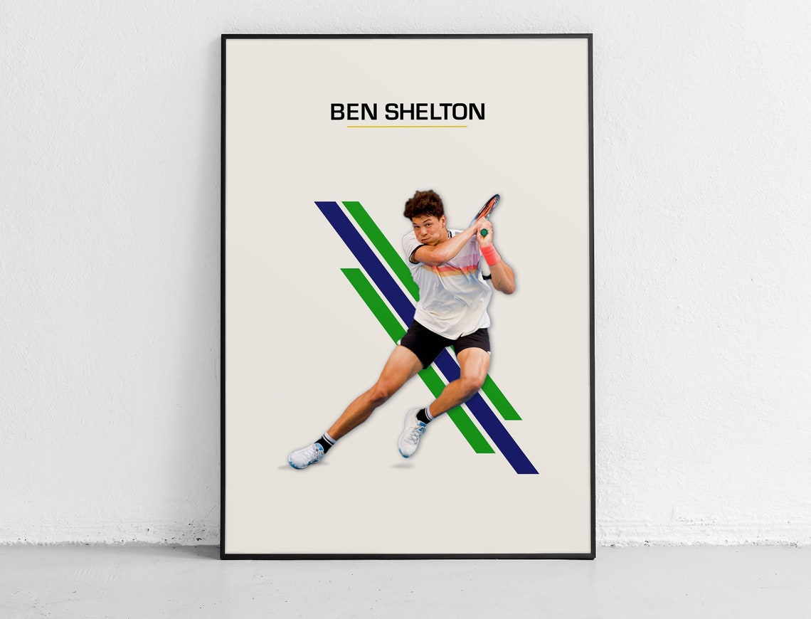 Ben Shelton Tennis Star Two Handed Backhand Match Action Poster