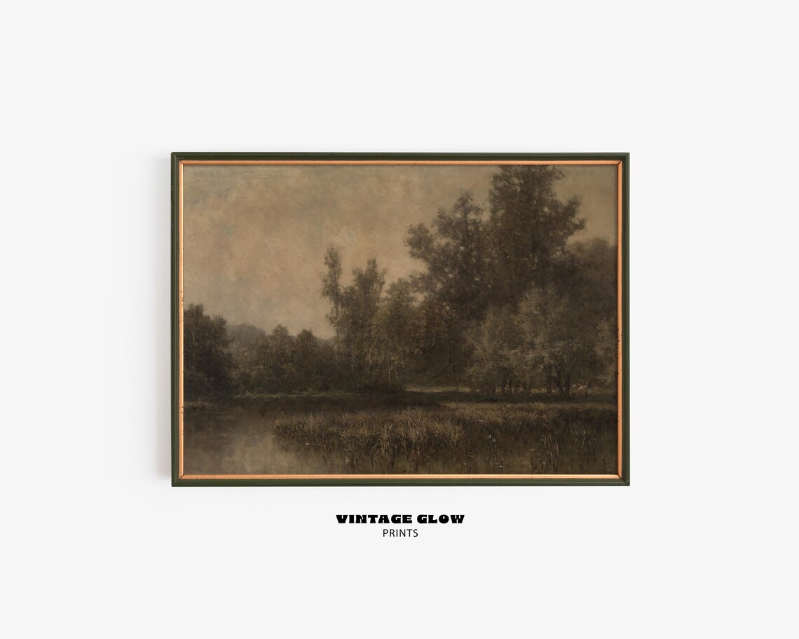 Moody Fall Landscape Art Print, Vintage Autumn