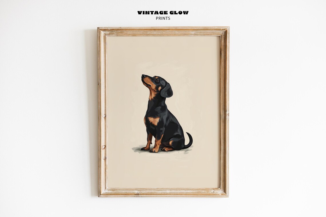 Vintage Dachshund Portrait Art Print, Nursery Decor