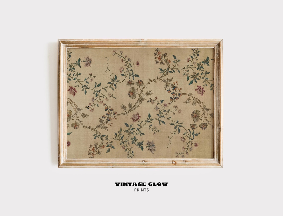 Vintage Floral Tapestry Pattern Art Print