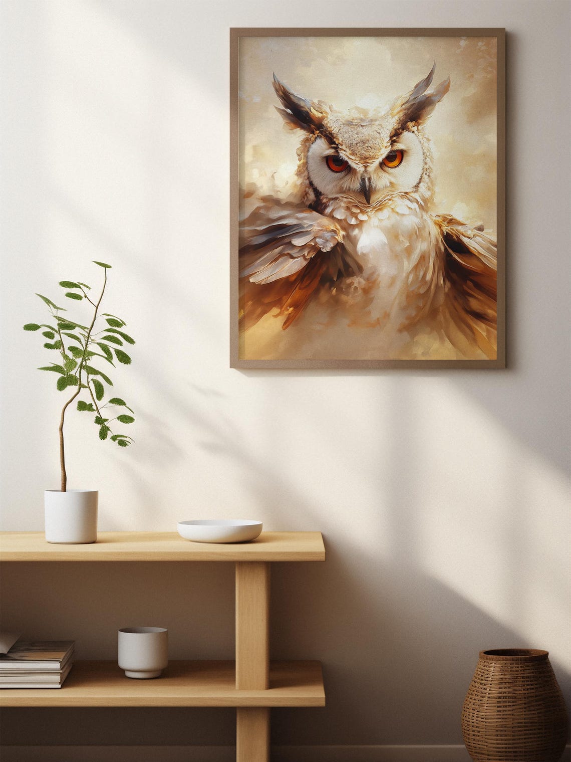 Fierce Great Horned Owl Close-Up with Intense Orange Eyes Poster - Image 6