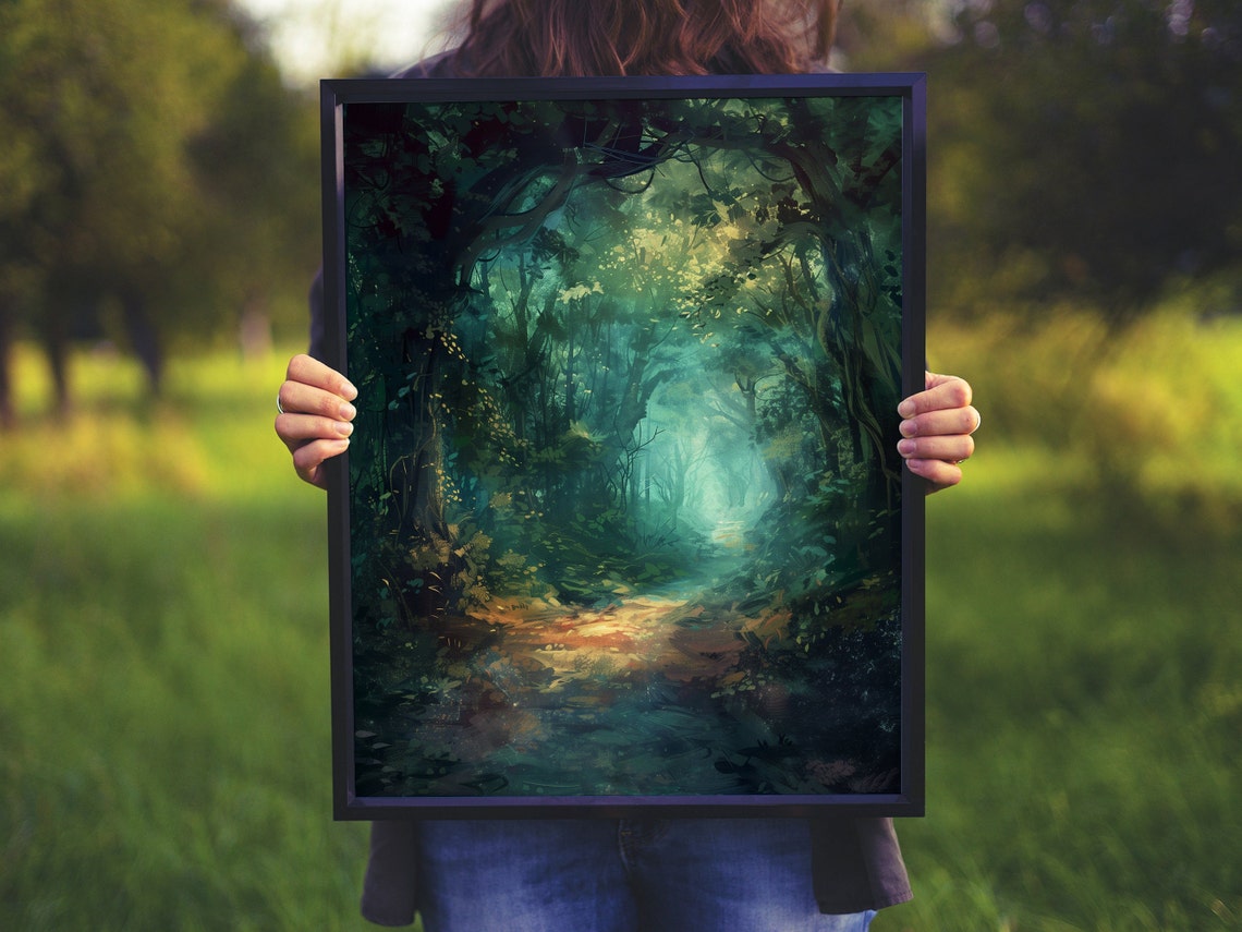 Dark Mystical Forest Path Oil Painting Enchanted Woods Poster - Image 5