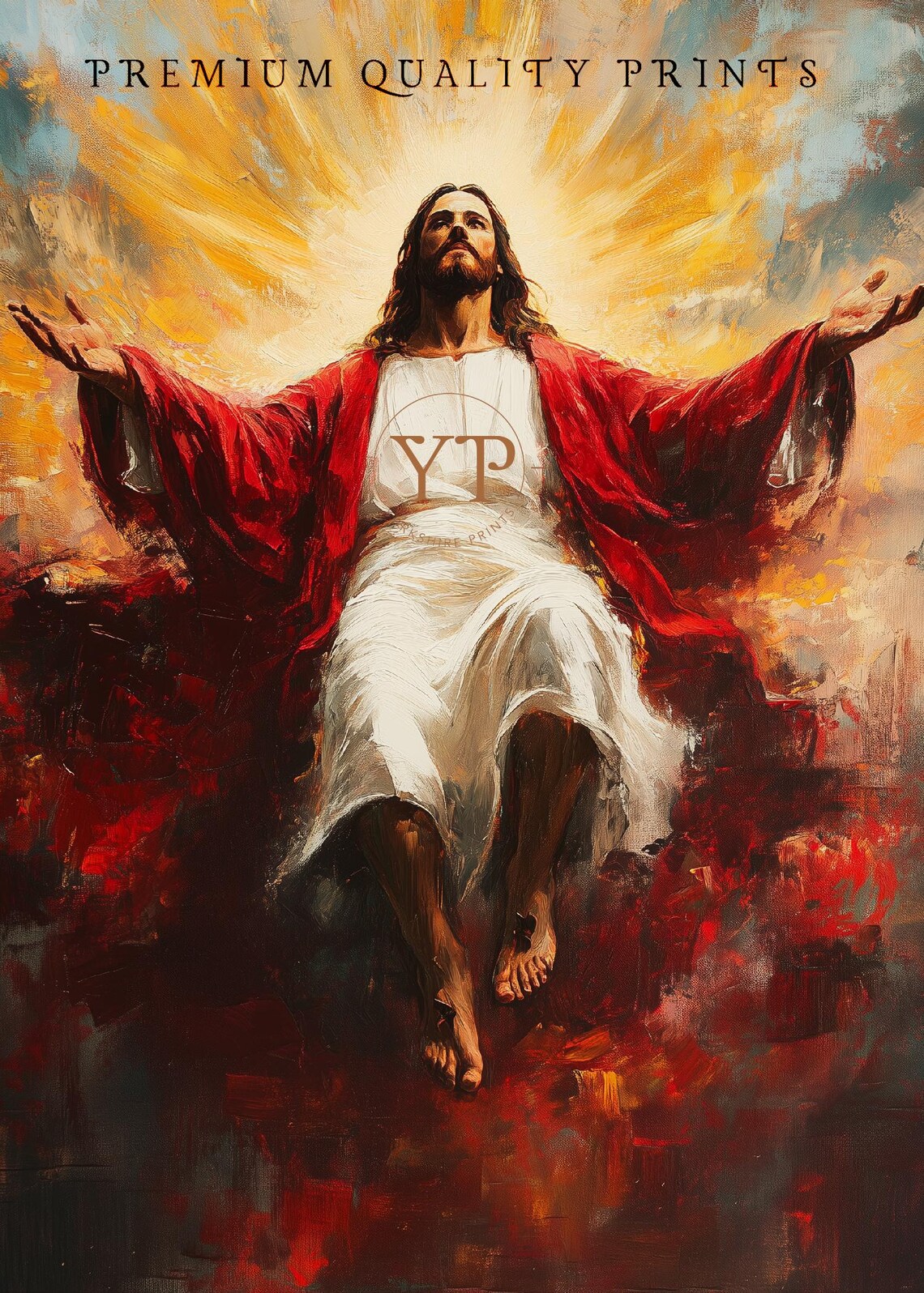 Jesus Christ Arms Outstretched In Radiant Light Christian Art Poster - Image 3