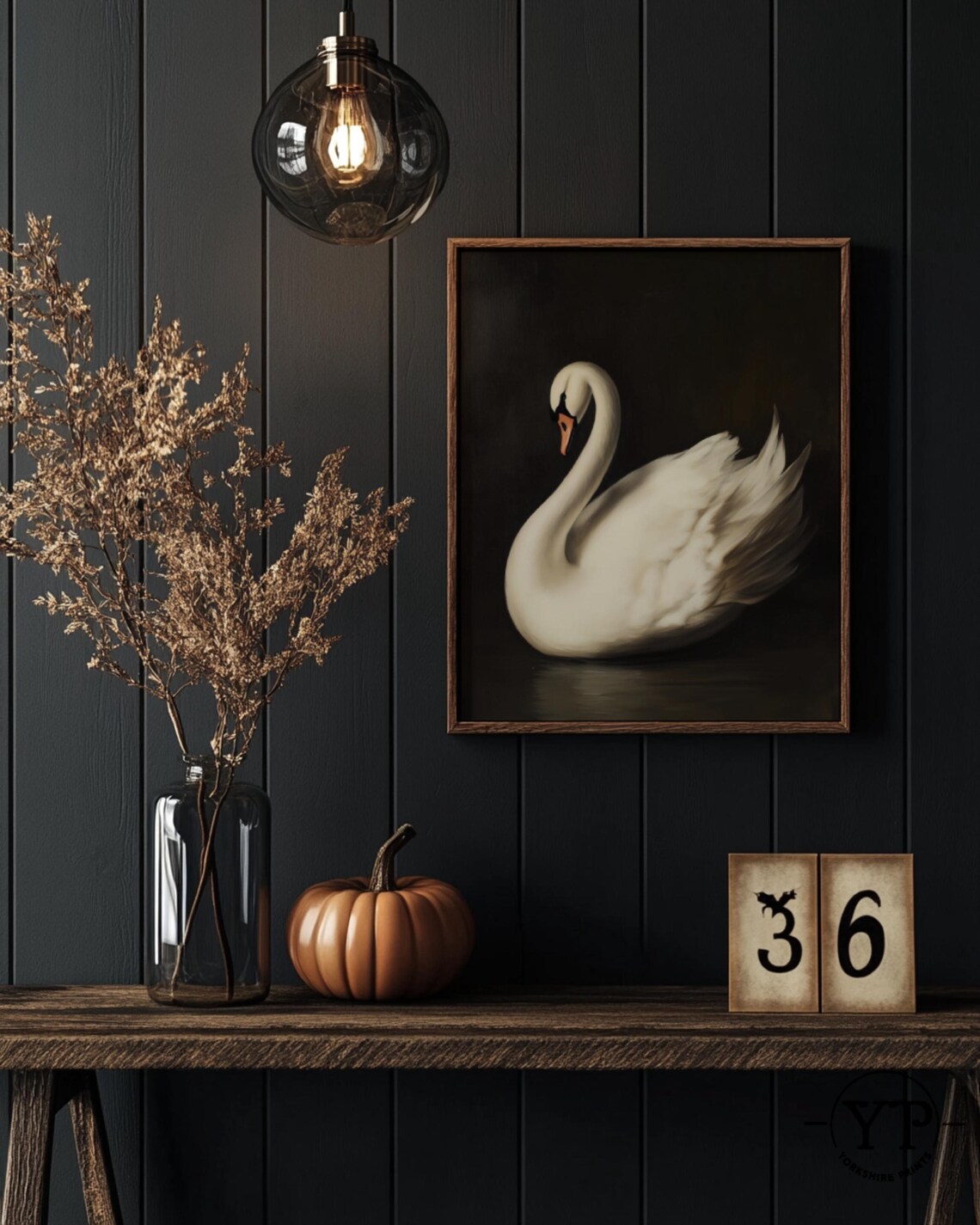 Swan Moody Vintage Art Print, Dark Academia Decor - Image 2