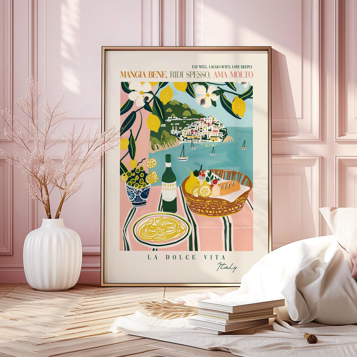 Mangia Bene Ridi Spesso Ama Molto Italian Dolce Vita Food Poster