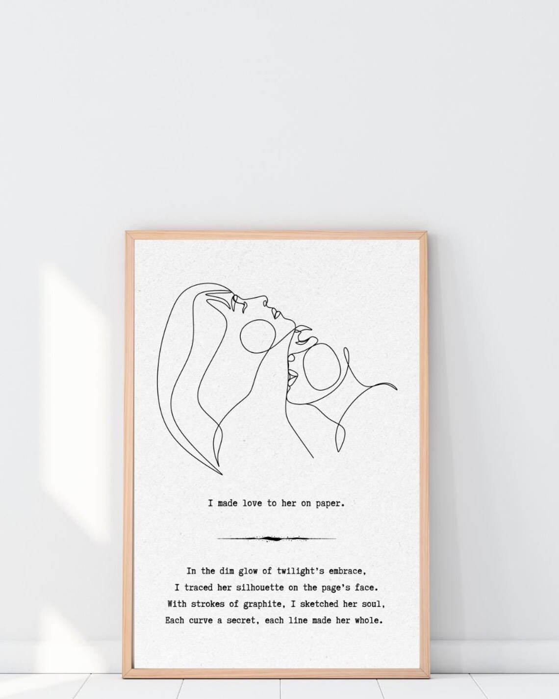 I Made Love To Her On Paper Romantic Poem Line Art Kiss Art Poster