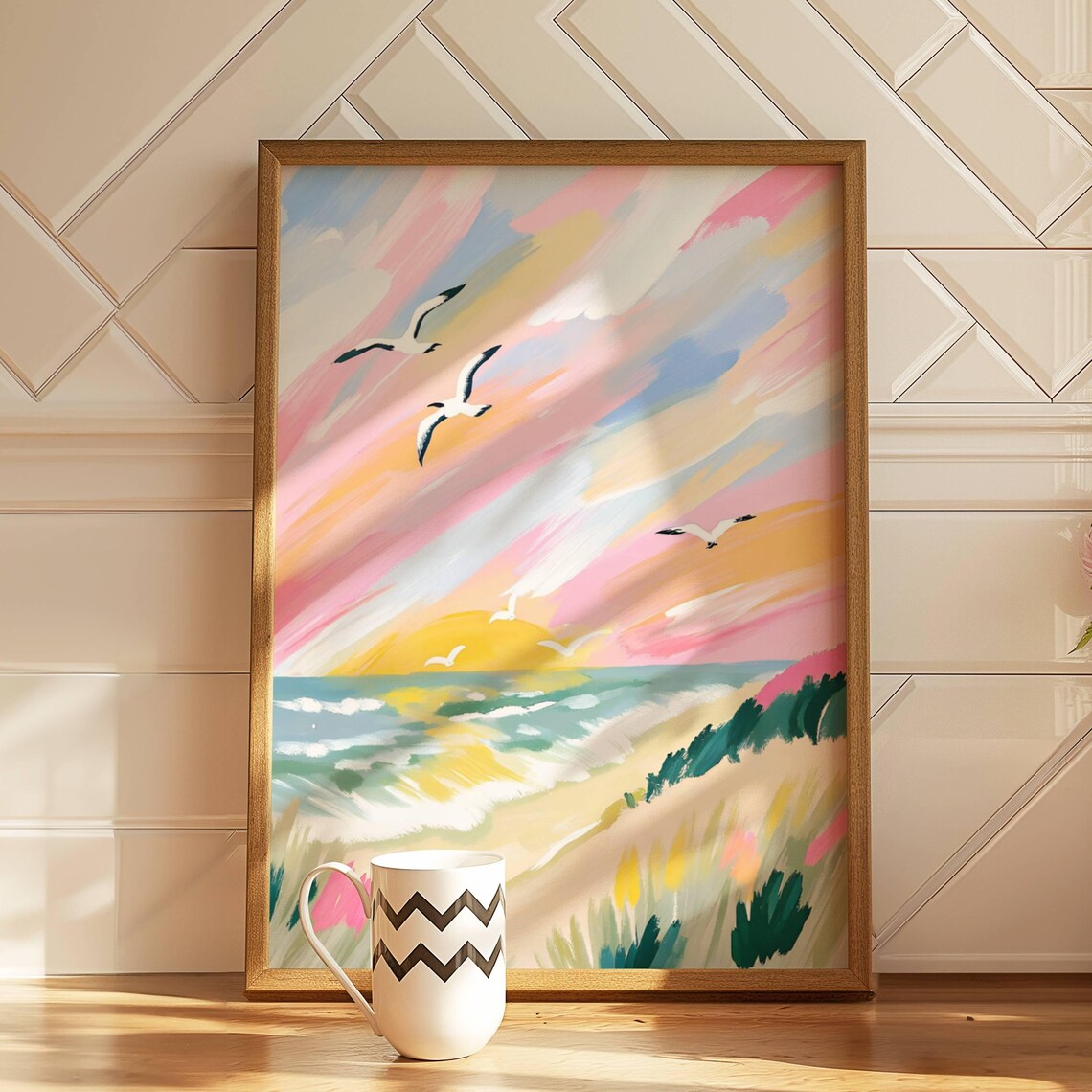 Coastal Beach California Decor, Calming Ocean Poster