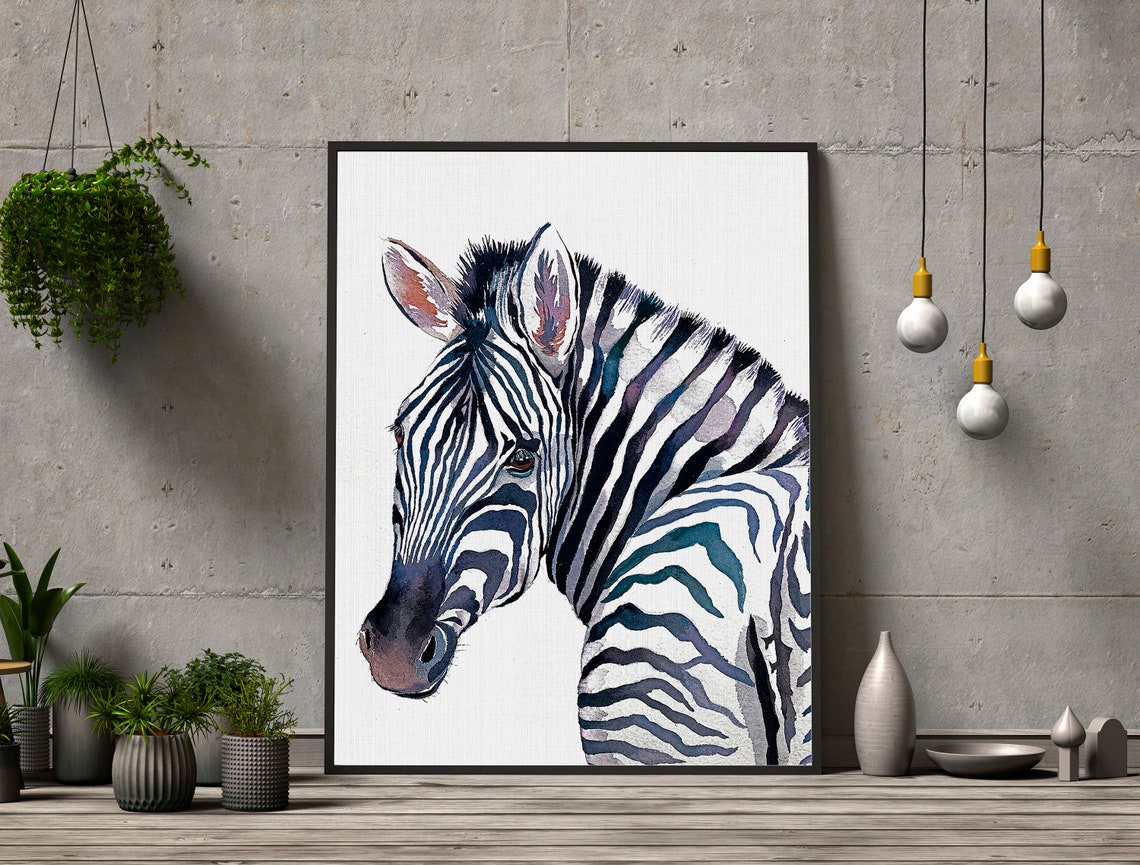 Zebra Watercolor Art Print, African Animal Study - Image 4
