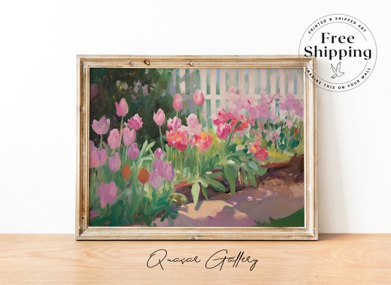 Tulip Painting Floral Art Print, Cottagecore Decor
