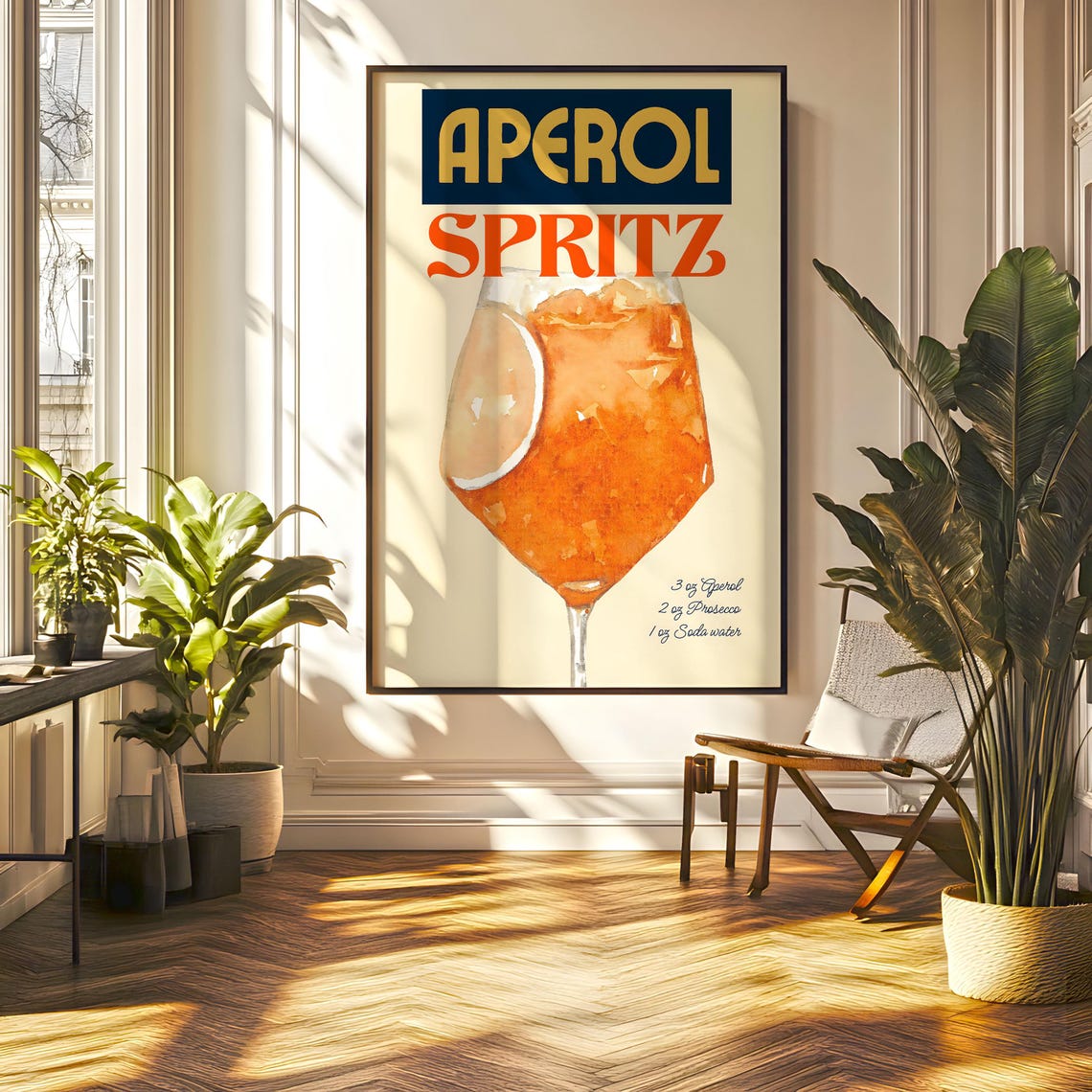 Aperol Spritz Poster, Italian Drink Home Bar Decor - Image 3