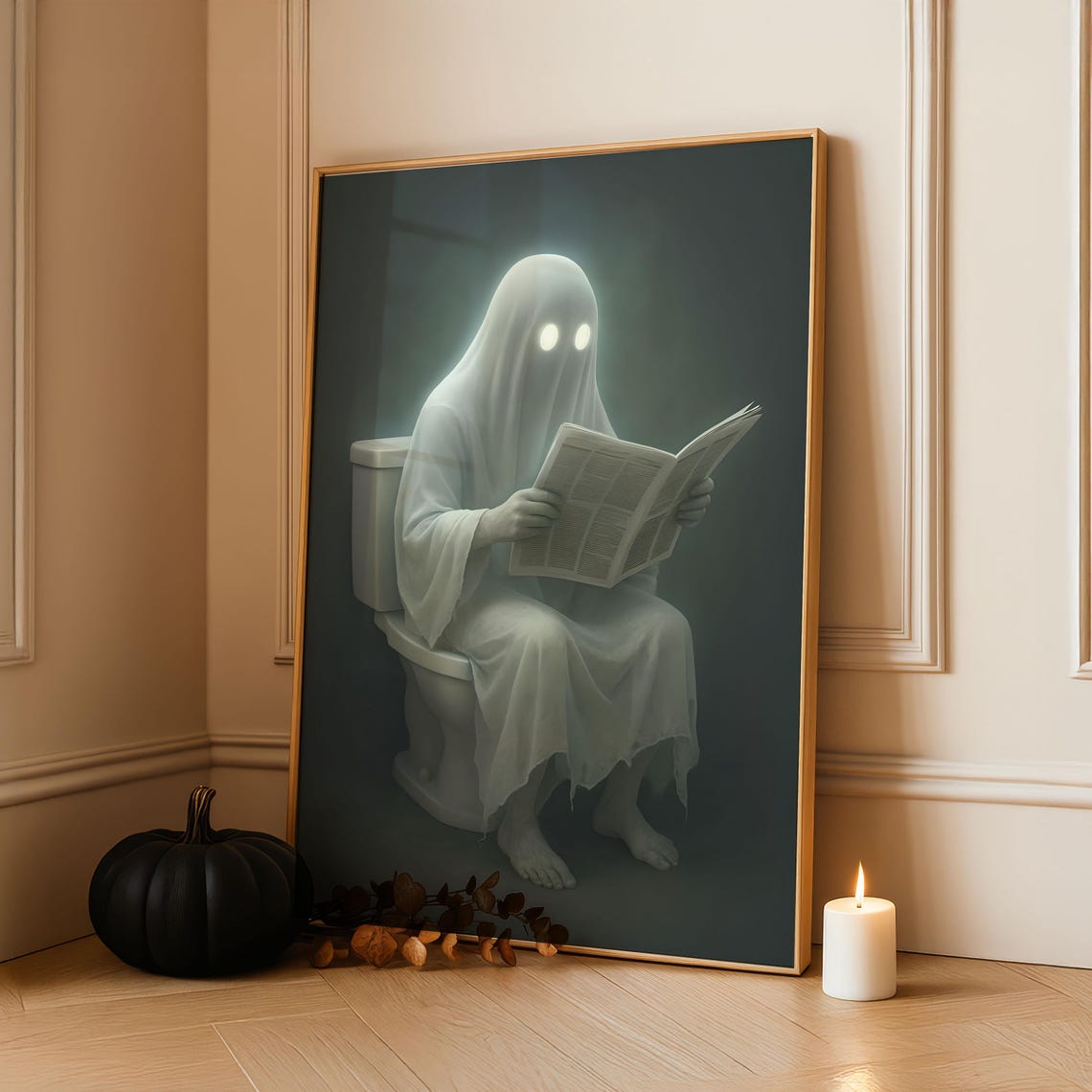Vintage Halloween Poster Framed Wall Art Decor Ready To Hang Spooky