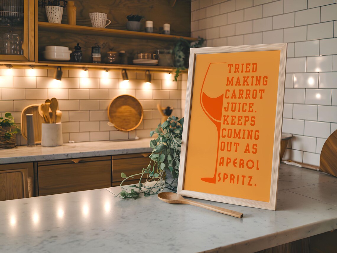 Aperol Spritz Art Print, Italian Cocktail Home Bar - Image 5