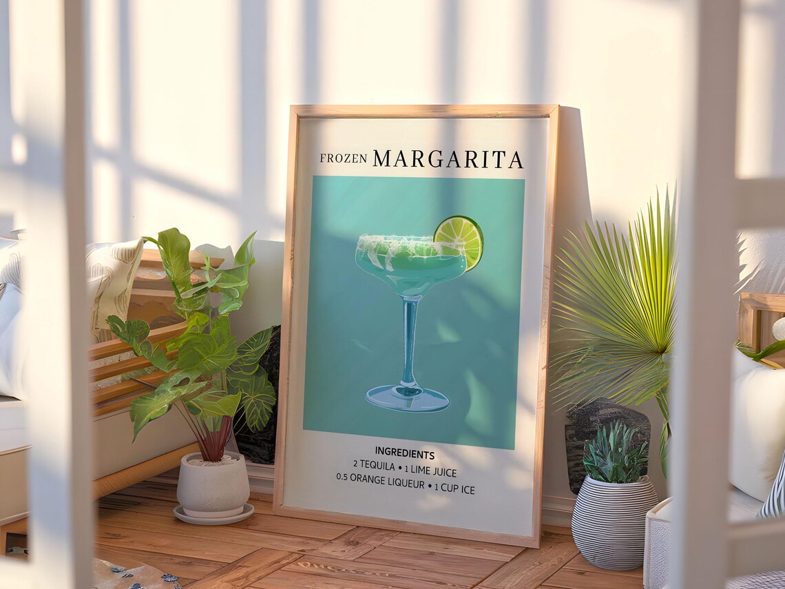 Vintage Frozen Margarita Ingredients Poster, Bar Kitchen - Image 4