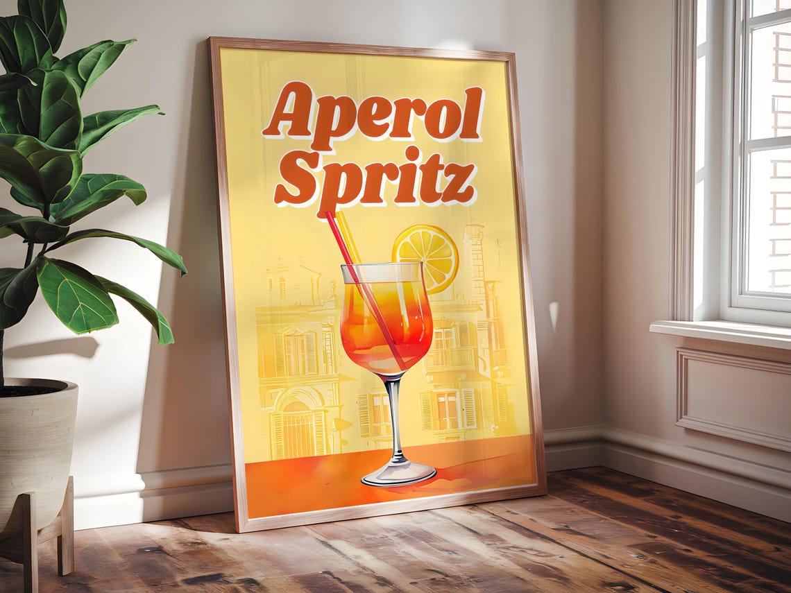 Retro Aperol Spritz Bar Decor Art Print