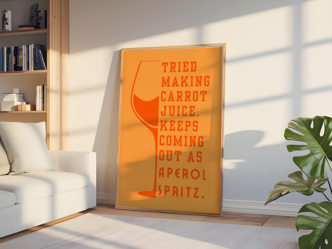 Aperol Spritz Art Print, Italian Cocktail Home Bar - Image 7