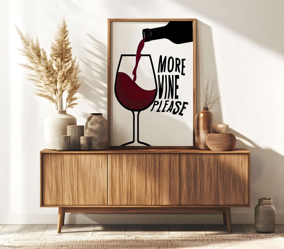 More Wine Please, Rustic Wine Lovers Art Print - Image 2