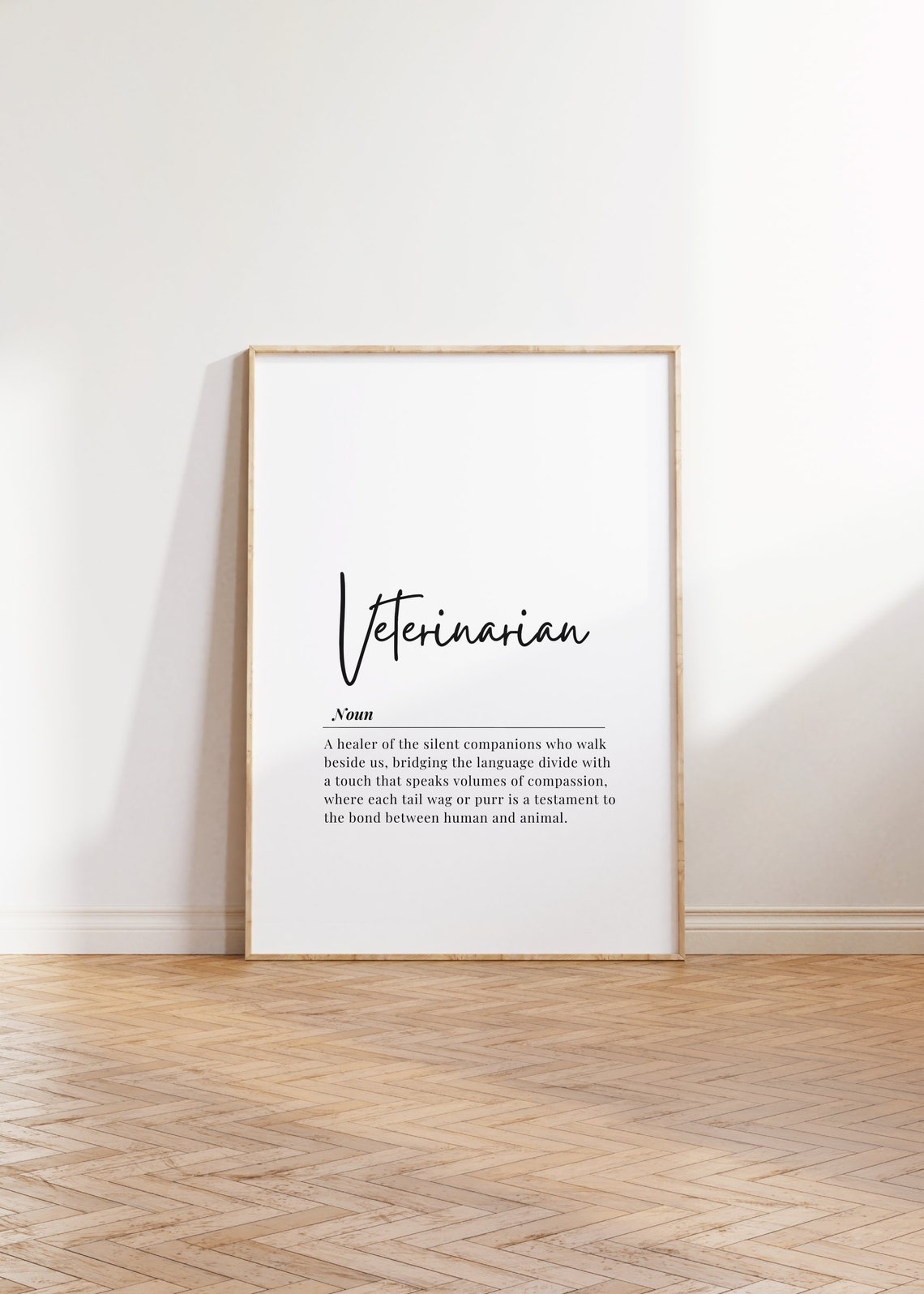 Veterinarian Definition Noun Typographic Minimalist Quote Poster