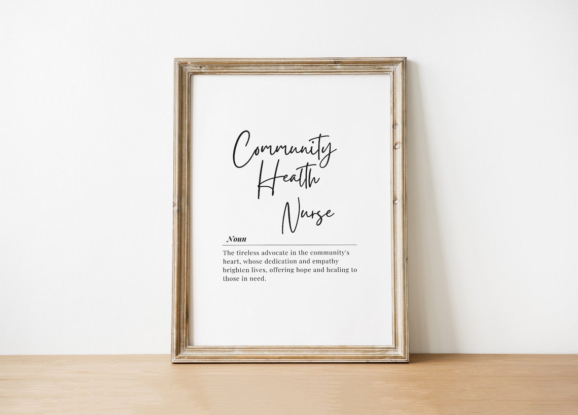 Community Health Nurse Definition Script Typography Poster Gift