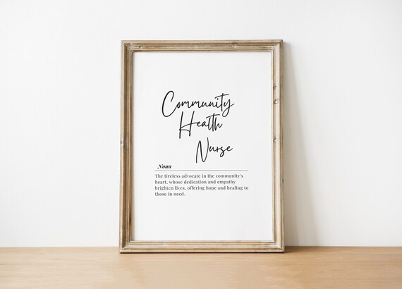 Community Health Nurse Definition Script Typography Poster Gift