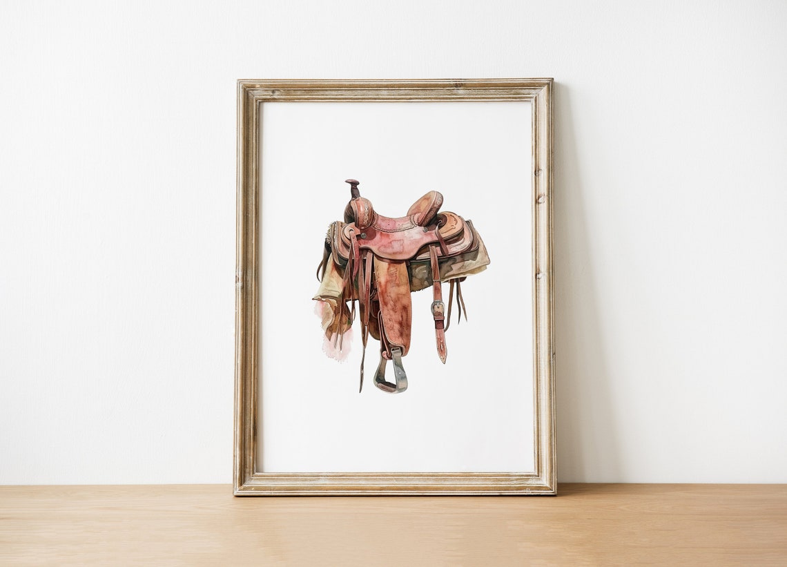 Vintage Western Leather Horse Saddle Rustic Ranch Decor Poster