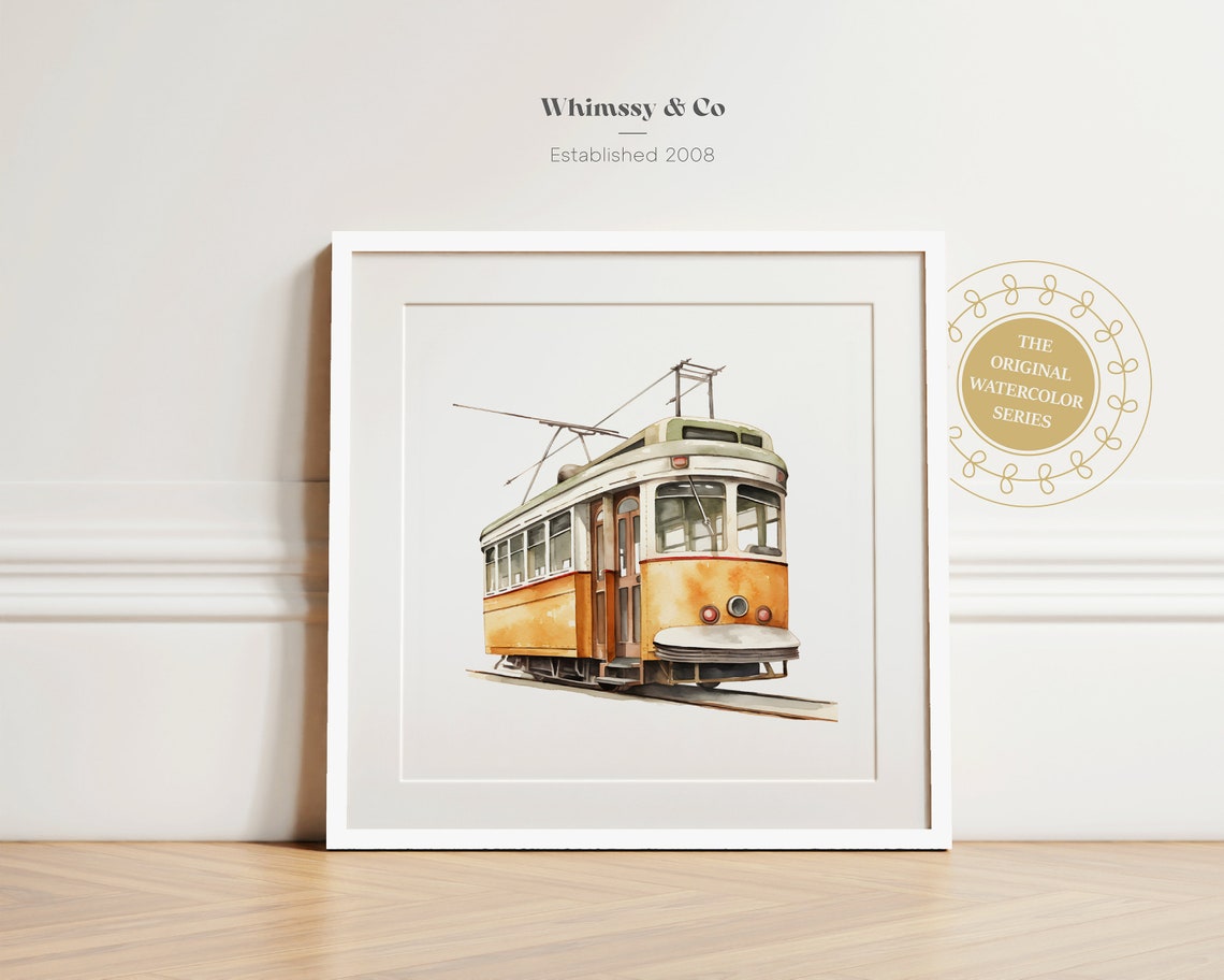 Nursery Decor Trams Artwork Tram Wall Art Driver Unique Gift Abstract Print Home Instant