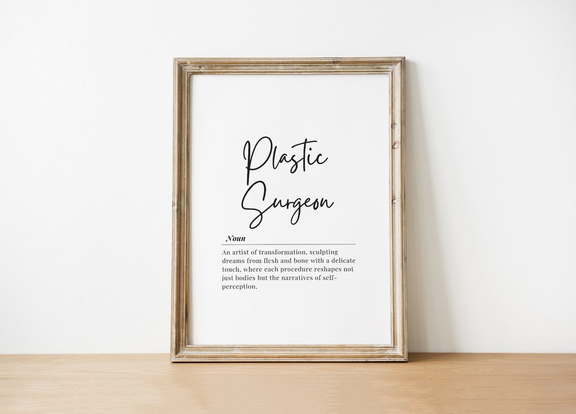 Plastic Surgeon Definition Noun Dictionary Quote Decor Poster