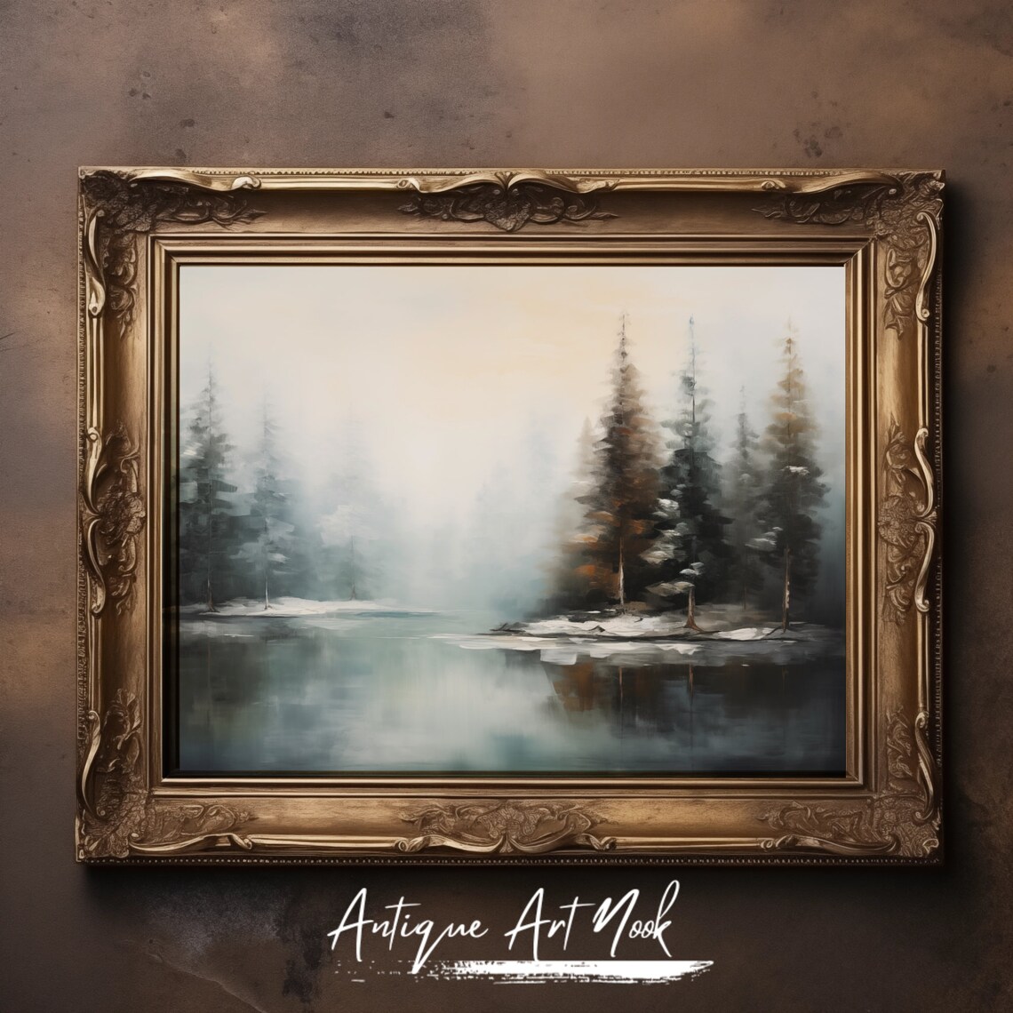 Snowy Landscape Vintage Landscape Art Print - Image 2