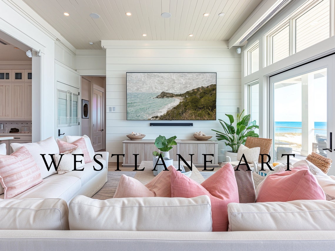 Turquoise Ocean Cliff Coastline Impressionist Seaside View Poster - Image 4