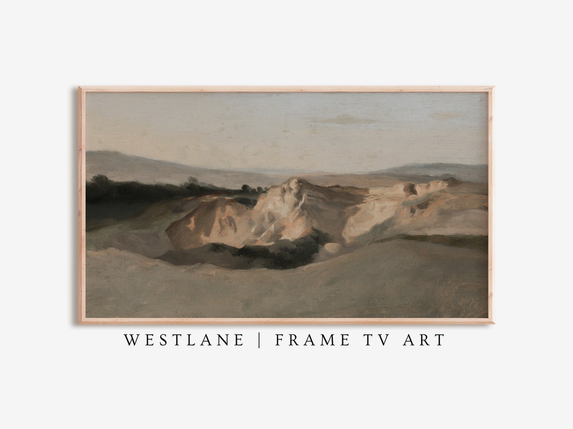 Frame Tv Art Vintage Neutral Landscape Painting Tv