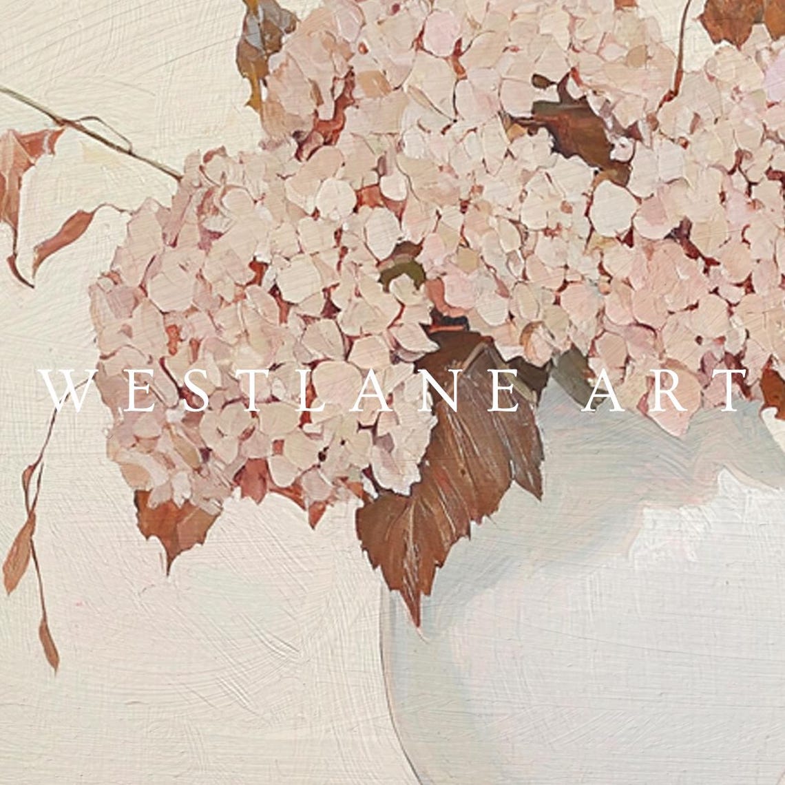 Autumn Dried Hydrangeas White Vase Painting Fall Botanical Art Print - Image 2