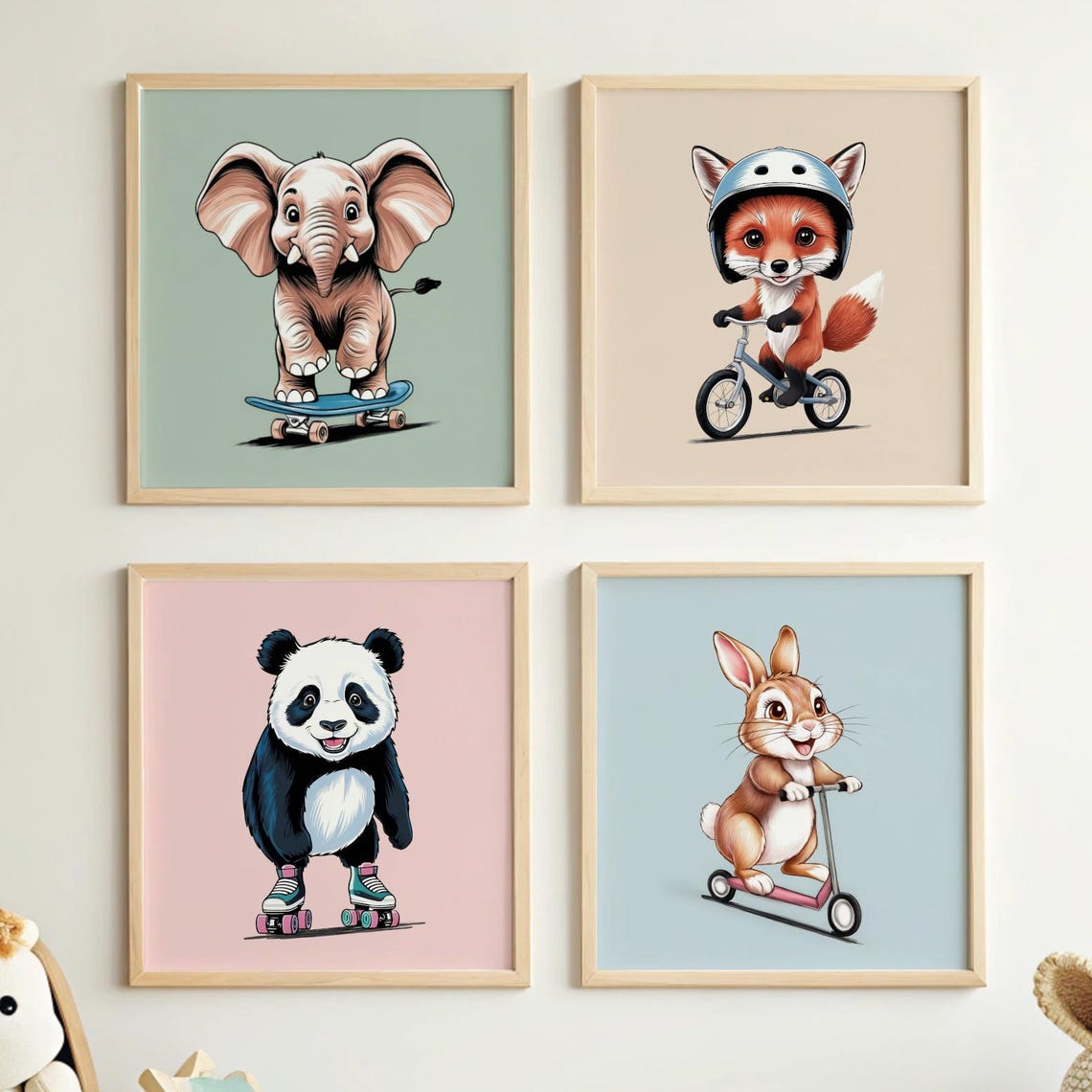 Baby Animal Wall Art Set, Pastel Nursery Prints - Image 6