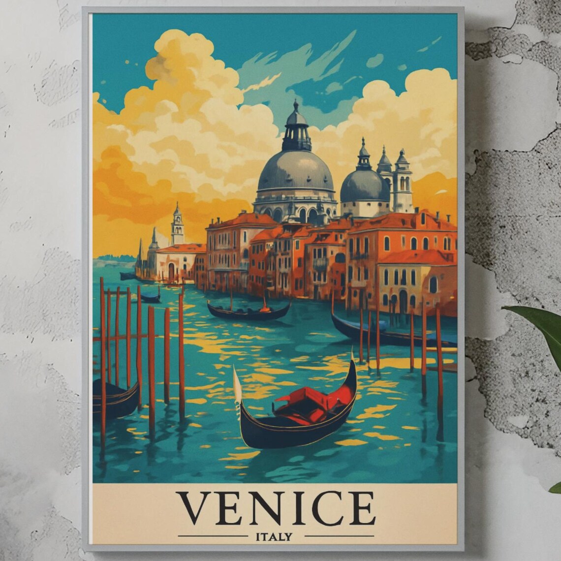 Venice Italy Travel Poster, Vintage Cityscape