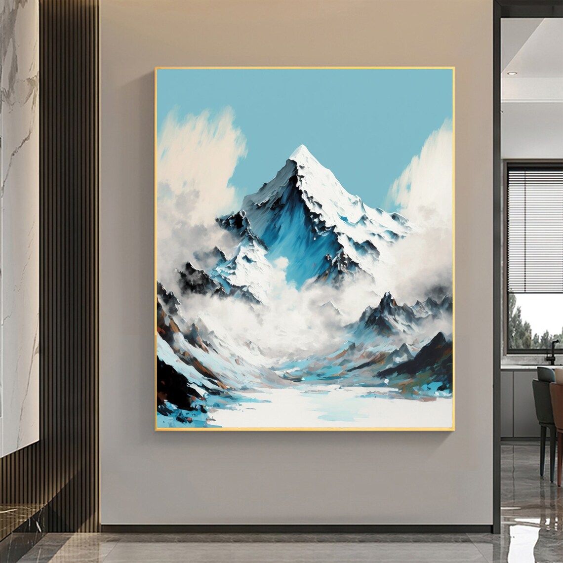 Majestic Snowy Mountain Peak Towering Against a Turquoise Sky Poster - Image 4