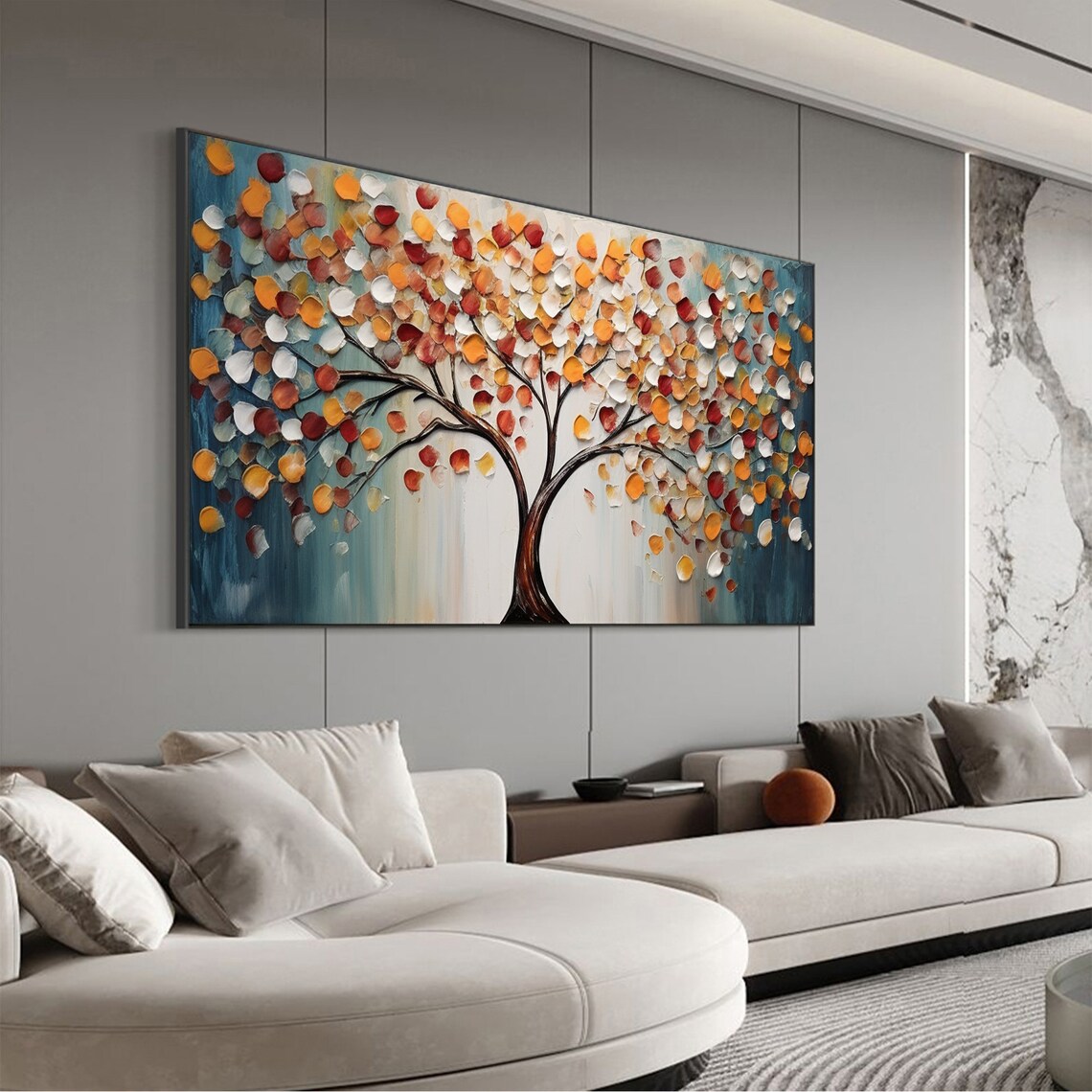 Autumn Tree Impasto Palette Knife Colorful Living Room Art Poster - Image 5