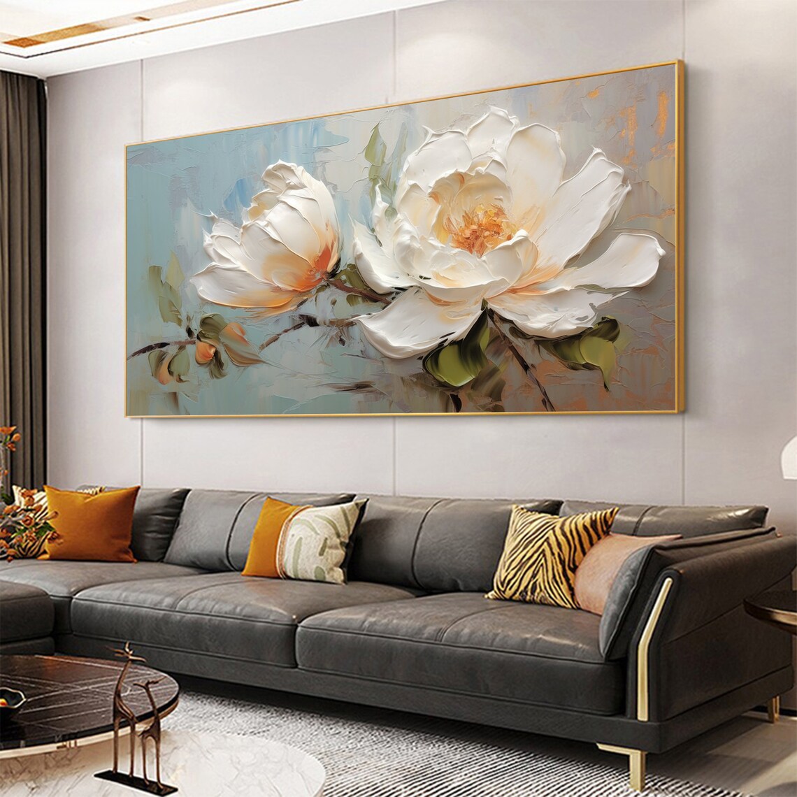 White Magnolia Blossom Oil Painting Style Floral Impasto Poster - Image 6