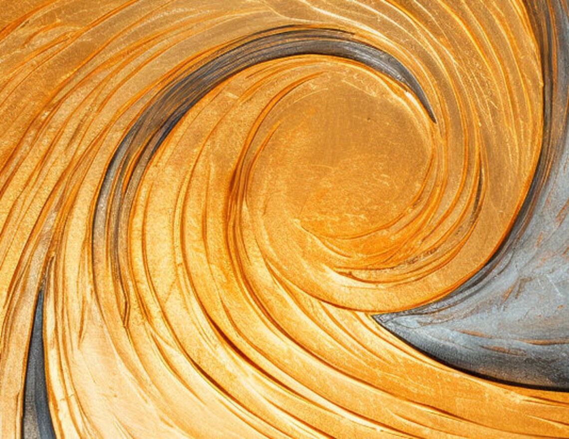 Gold and Black Spiral Swirl Abstract Texture Artwork Oil Poster - Image 5
