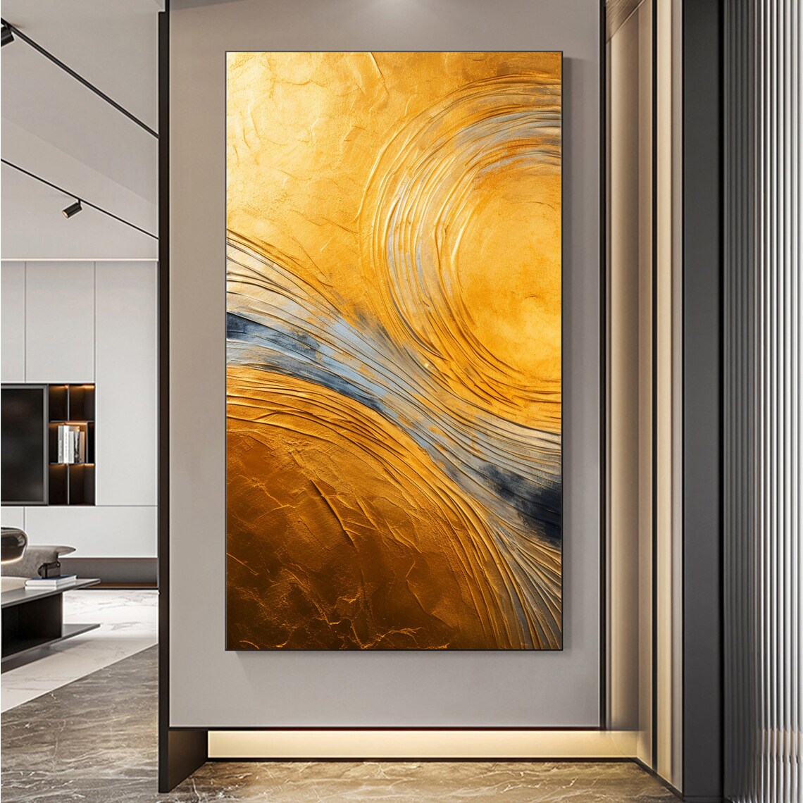 Swirling Gold Textured Abstract Modern Living Room Art Poster - Image 7