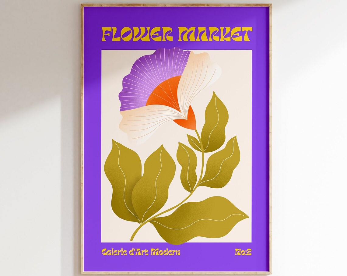 Flower Market No 2 Purple Orchid Bloom Modern Botanical Poster