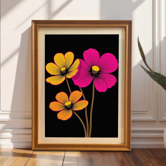 Cosmos Flower Bloom Poster, Botanical Wall Art