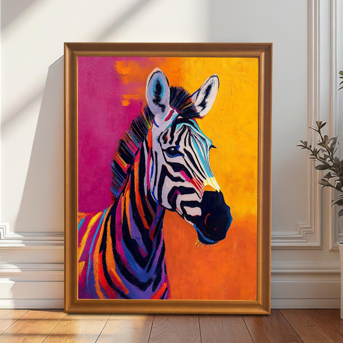Colorful Zebra Pop Art Portrait Vibrant Rainbow Animal Poster