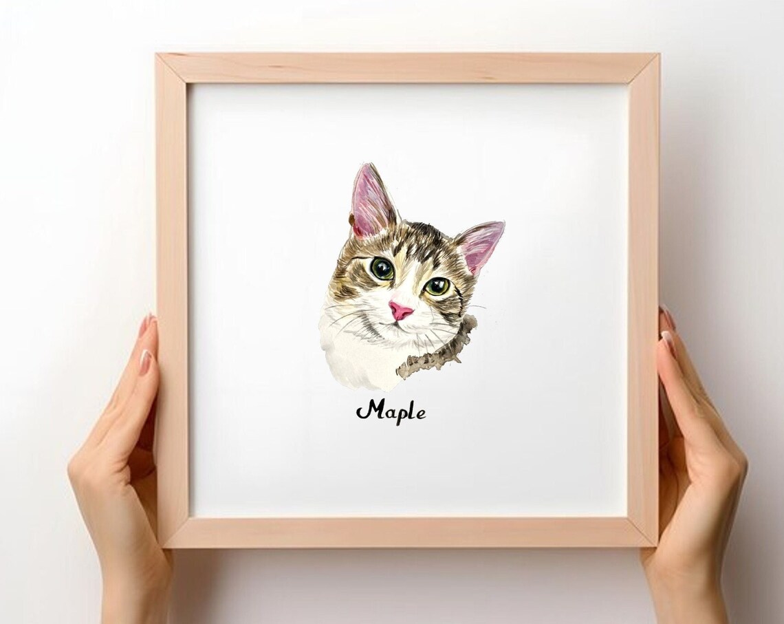Cat Portrait Watercolor, Pet Loss Gift Art Print - Image 4