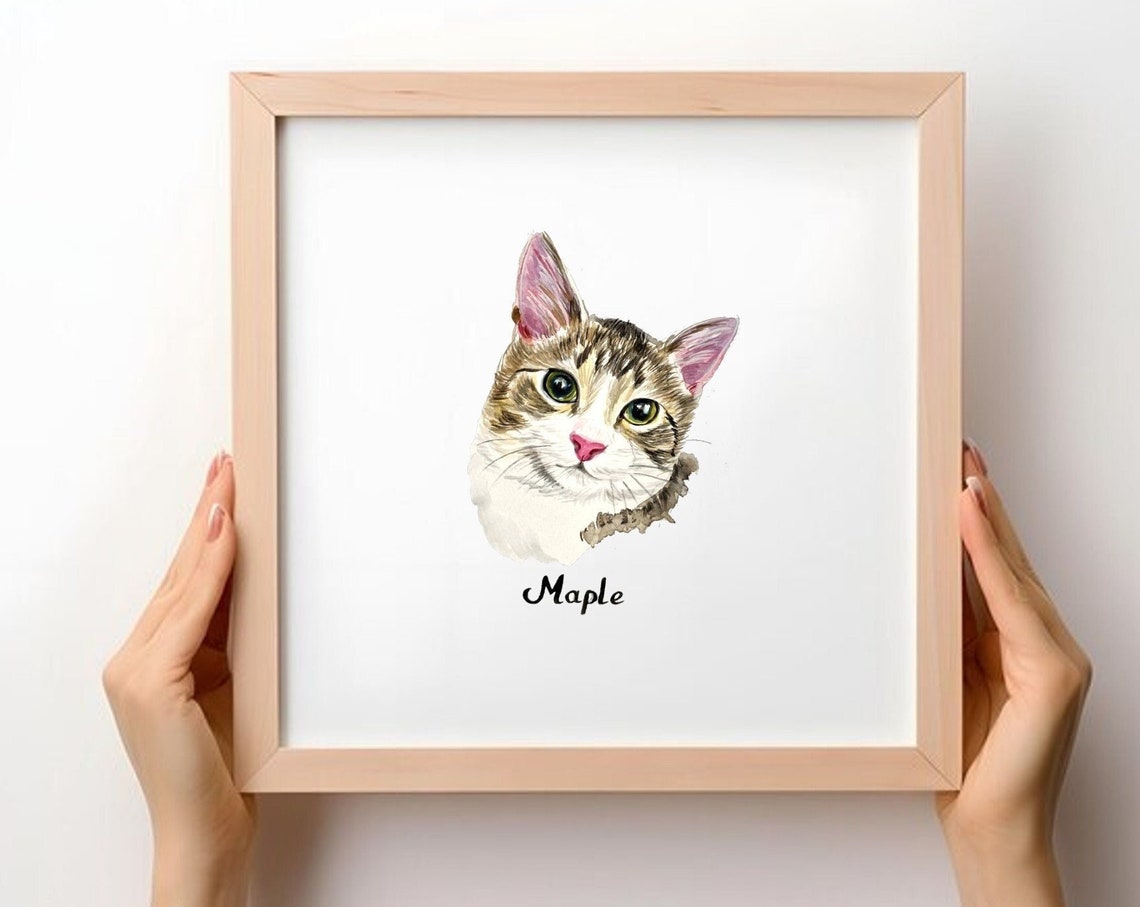 Pet Portrait Painting, Watercolor Cat Memorial Gift - Image 4