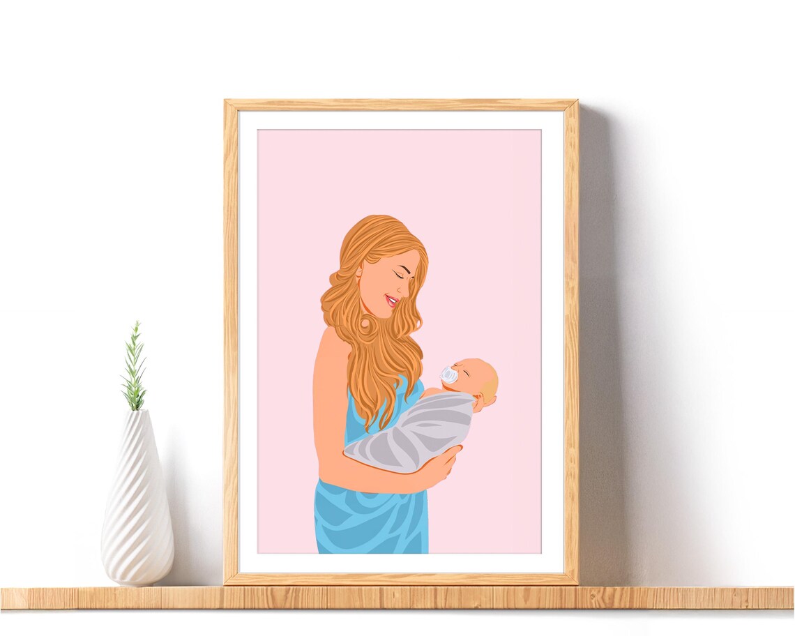Custom Faceless Portrait, Personalized Mom Art Print