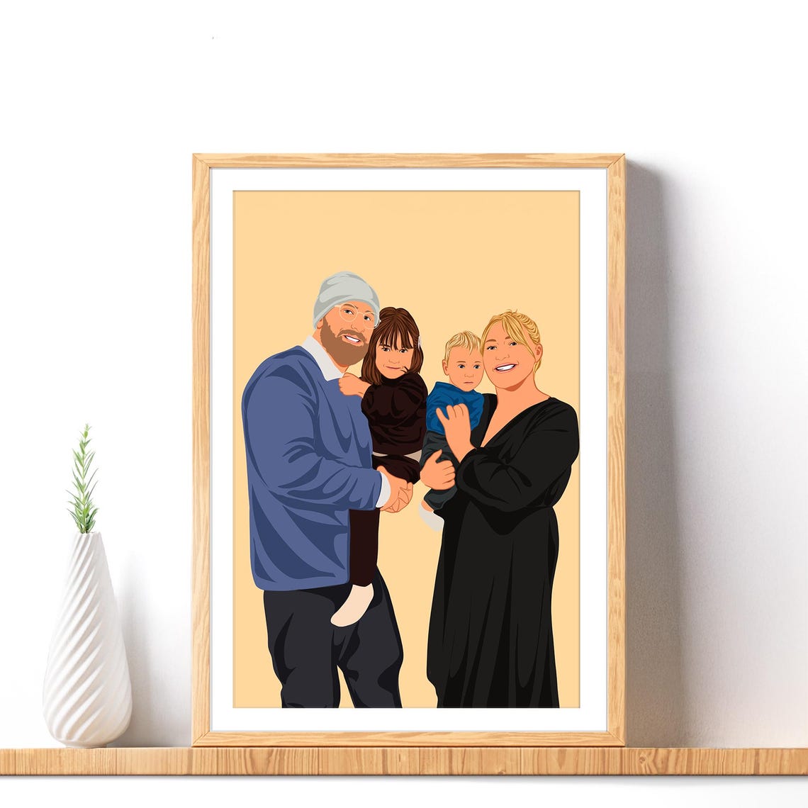 Faceless Mother Holding Young Child Blush Pink Background Art Poster - Image 2