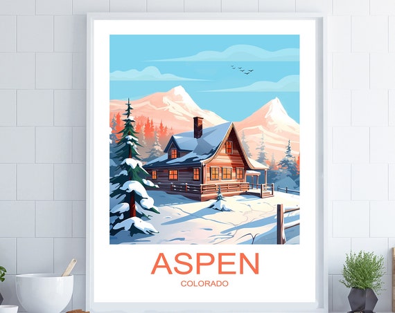 Aspen Travel Print Aspen Poster Colorado Poster Ski Resort Poster Aspen Colorado Travel Poster Us Poster Ski Poster
