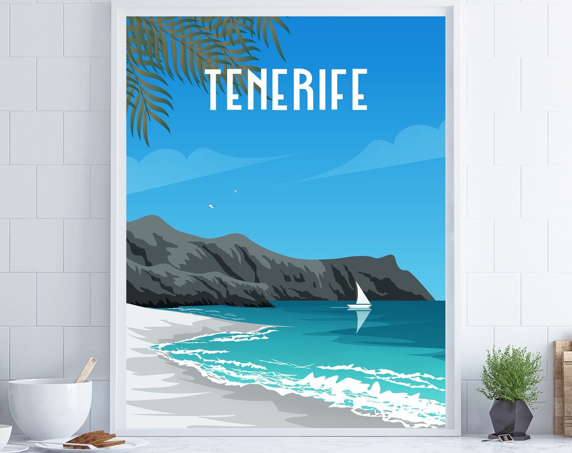 Tenerife Coastal Decor Poster, Spain Travel Poster