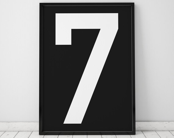 Number 7 Print Wall Art Scandinavian Poster Instant