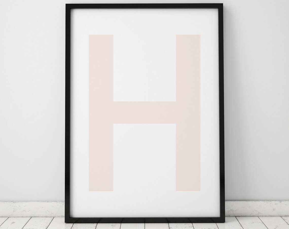 H Letter Poster, Scandinavian Initial Art Print